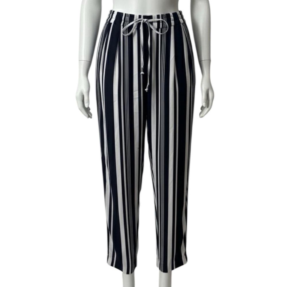 Zara Navy and White Striped‎ Cropped Pants